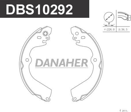Danaher DBS10292 - Комплект гальм, барабанний механізм avtolavka.club