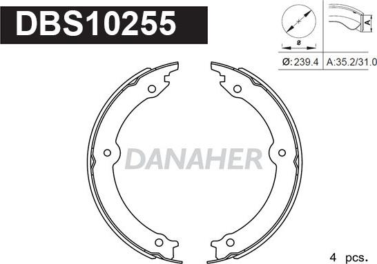 Danaher DBS10255 - Комплект гальм, ручник, парковка avtolavka.club