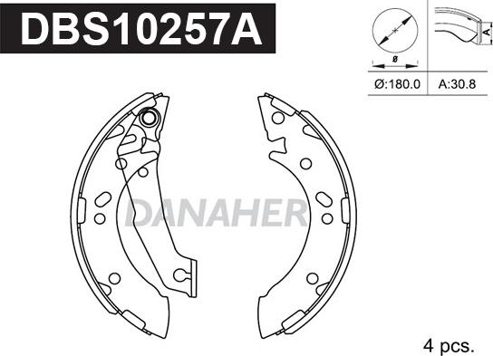 Danaher DBS10257A - Комплект гальм, барабанний механізм avtolavka.club