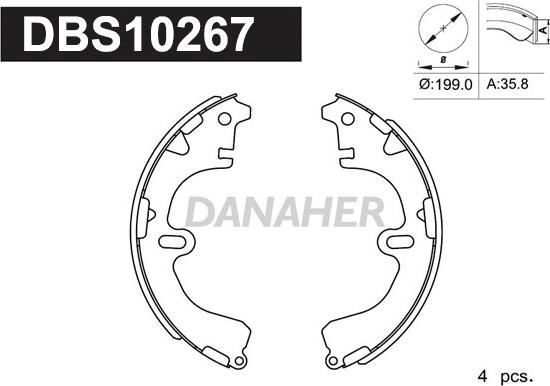 Danaher DBS10267 - Комплект гальм, барабанний механізм avtolavka.club