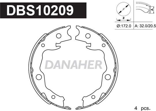 Danaher DBS10209 - Комплект гальм, ручник, парковка avtolavka.club