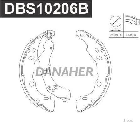 Danaher DBS10206B - Комплект гальм, барабанний механізм avtolavka.club