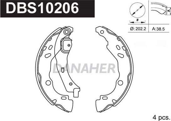 Danaher DBS10206 - Комплект гальм, барабанний механізм avtolavka.club