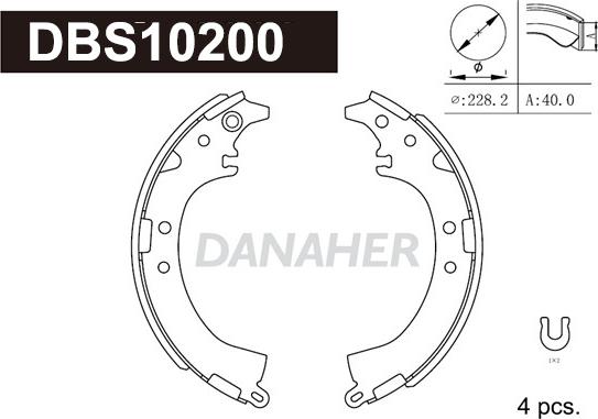 Danaher DBS10200 - Комплект гальм, барабанний механізм avtolavka.club