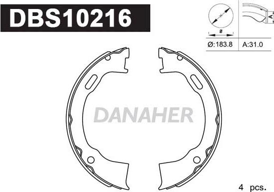 Danaher DBS10216 - Комплект гальм, ручник, парковка avtolavka.club