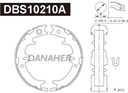 Danaher DBS10210A - Комплект гальм, ручник, парковка avtolavka.club