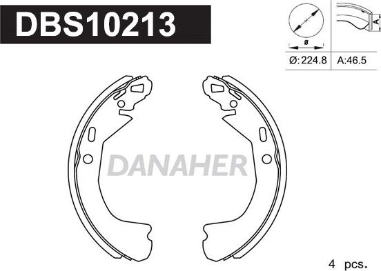 Danaher DBS10213 - Комплект гальм, барабанний механізм avtolavka.club