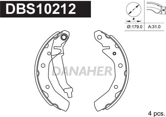 Danaher DBS10212 - Комплект гальм, барабанний механізм avtolavka.club