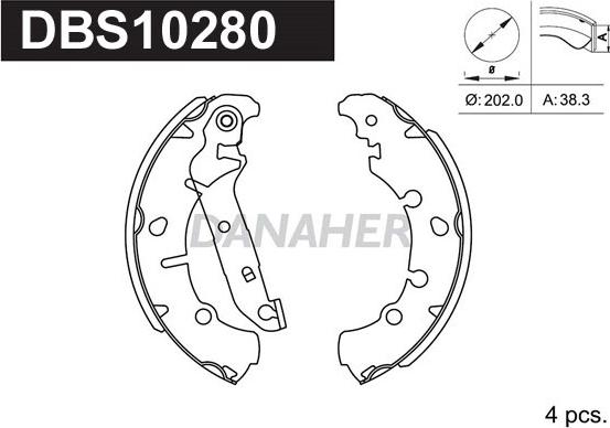 Danaher DBS10280 - Комплект гальм, барабанний механізм avtolavka.club