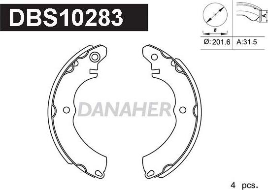 Danaher DBS10283 - Комплект гальм, барабанний механізм avtolavka.club