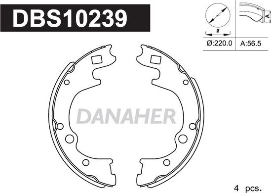 Danaher DBS10239 - Комплект гальм, барабанний механізм avtolavka.club