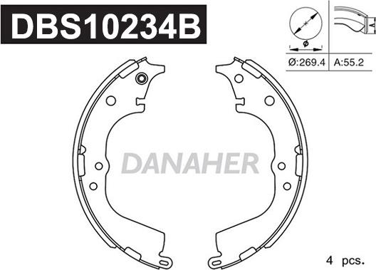 Danaher DBS10234B - Комплект гальм, барабанний механізм avtolavka.club