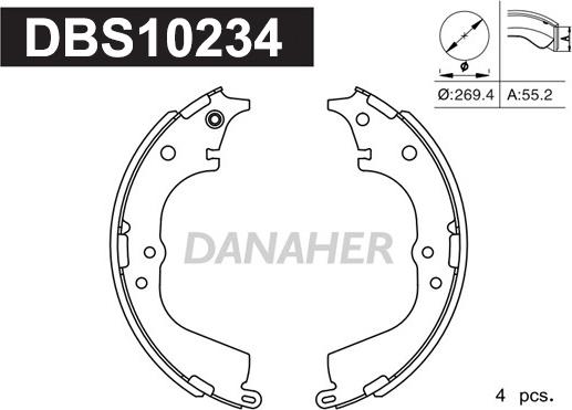 Danaher DBS10234 - Комплект гальм, барабанний механізм avtolavka.club