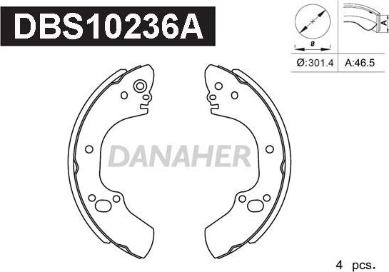 Danaher DBS10236A - Комплект гальм, барабанний механізм avtolavka.club