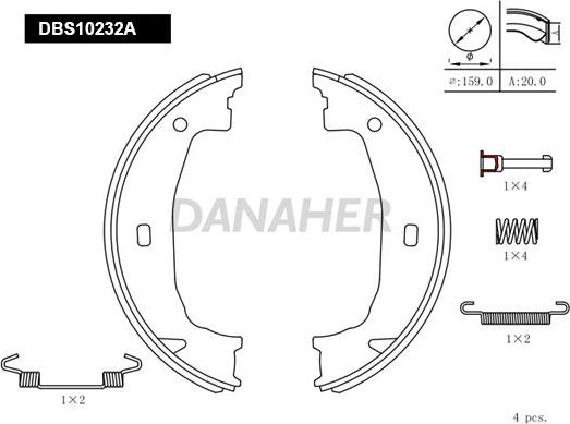Danaher DBS10232A - Комплект гальм, ручник, парковка avtolavka.club