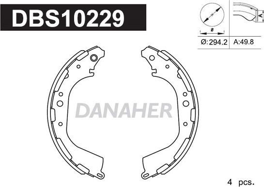 Danaher DBS10229 - Комплект гальм, барабанний механізм avtolavka.club