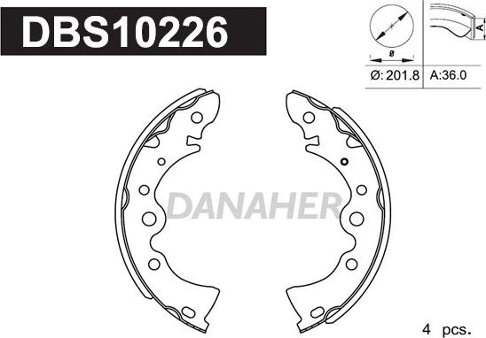 Danaher DBS10226 - Комплект гальм, барабанний механізм avtolavka.club