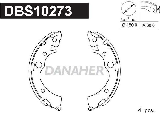 Danaher DBS10273 - Комплект гальм, барабанний механізм avtolavka.club