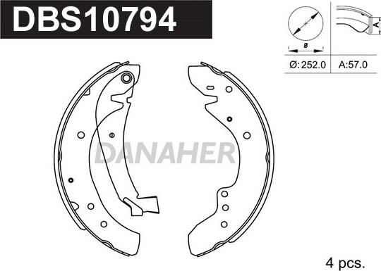 Danaher DBS10794 - Комплект гальм, барабанний механізм avtolavka.club