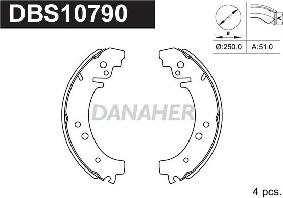 Danaher DBS10790 - Комплект гальм, барабанний механізм avtolavka.club