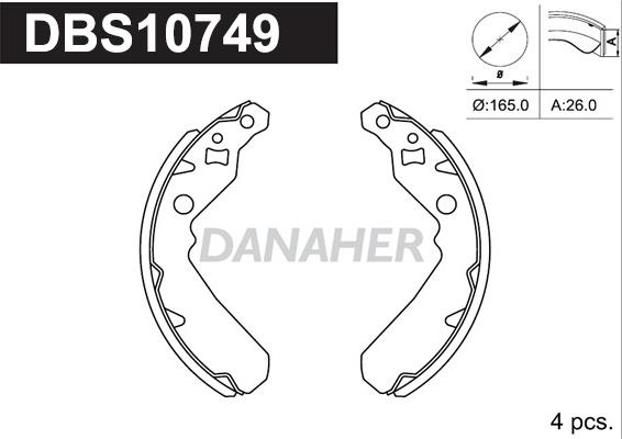 Danaher DBS10749 - Комплект гальм, барабанний механізм avtolavka.club