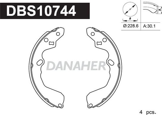 Danaher DBS10744 - Комплект гальм, барабанний механізм avtolavka.club