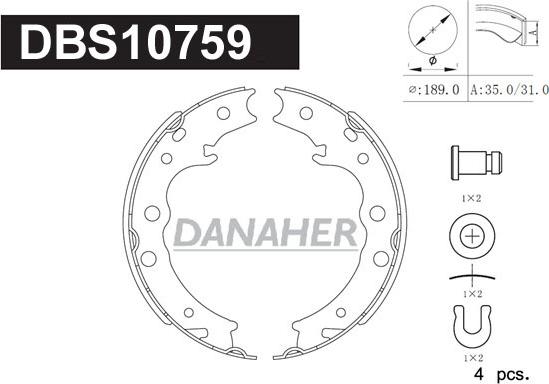 Danaher DBS10759 - Комплект гальм, ручник, парковка avtolavka.club