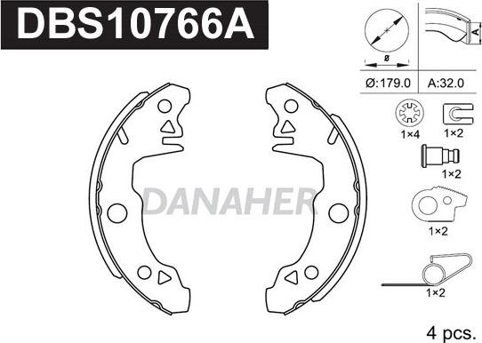 Danaher DBS10766A - Комплект гальм, барабанний механізм avtolavka.club