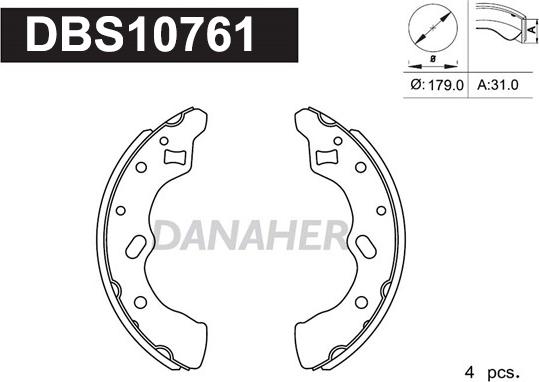 Danaher DBS10761 - Комплект гальм, барабанний механізм avtolavka.club