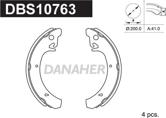 Danaher DBS10763 - Комплект гальм, барабанний механізм avtolavka.club