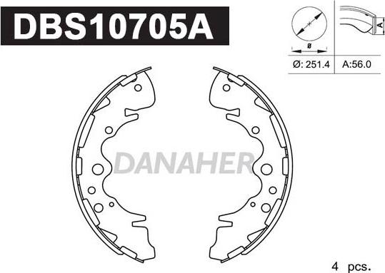 Danaher DBS10705A - Комплект гальм, барабанний механізм avtolavka.club