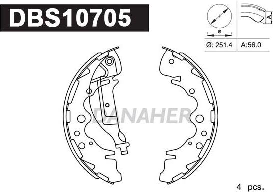 Danaher DBS10705 - Комплект гальм, барабанний механізм avtolavka.club