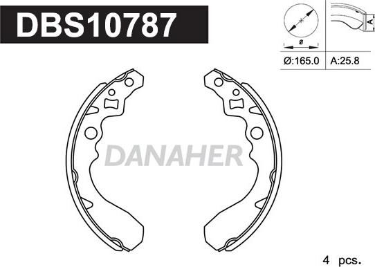 Danaher DBS10787 - Комплект гальм, барабанний механізм avtolavka.club