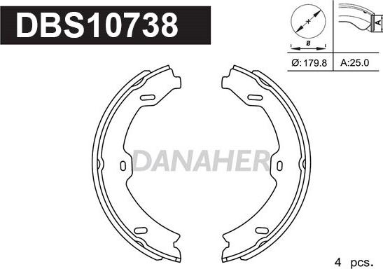 Danaher DBS10738 - Комплект гальм, ручник, парковка avtolavka.club