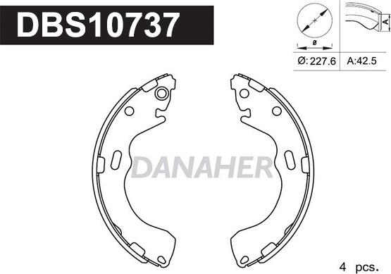 Danaher DBS10737 - Комплект гальм, барабанний механізм avtolavka.club