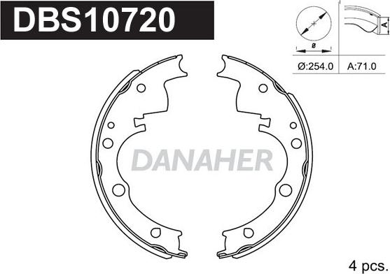 Danaher DBS10720 - Комплект гальм, барабанний механізм avtolavka.club