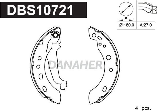 Danaher DBS10721 - Комплект гальм, барабанний механізм avtolavka.club