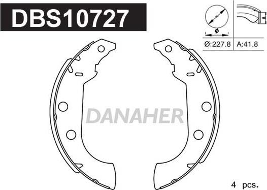 Danaher DBS10727 - Комплект гальм, барабанний механізм avtolavka.club