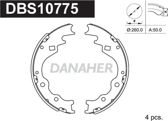 Danaher DBS10775 - Комплект гальм, барабанний механізм avtolavka.club