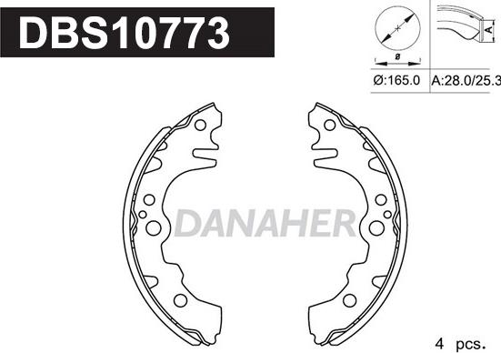 Danaher DBS10773 - Комплект гальм, барабанний механізм avtolavka.club