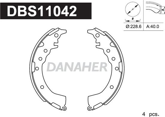 Danaher DBS11042 - Комплект гальм, барабанний механізм avtolavka.club
