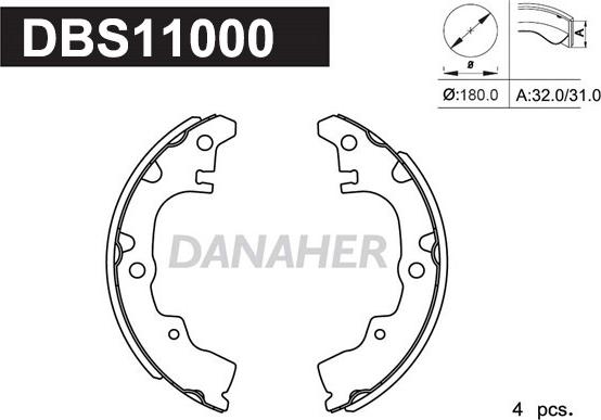 Danaher DBS11000 - Комплект гальм, барабанний механізм avtolavka.club