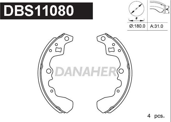 Danaher DBS11080 - Комплект гальм, барабанний механізм avtolavka.club