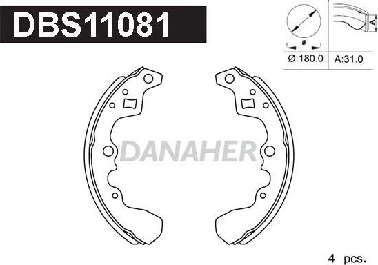 Danaher DBS11081 - Комплект гальм, барабанний механізм avtolavka.club