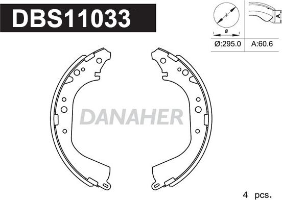 Danaher DBS11033 - Комплект гальм, барабанний механізм avtolavka.club