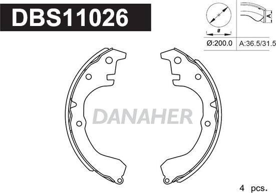 Danaher DBS11026 - Комплект гальм, барабанний механізм avtolavka.club