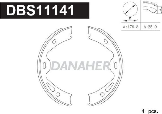Danaher DBS11141 - Комплект гальм, ручник, парковка avtolavka.club