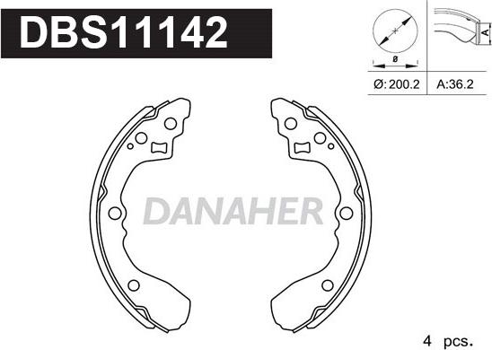 Danaher DBS11142 - Комплект гальм, барабанний механізм avtolavka.club