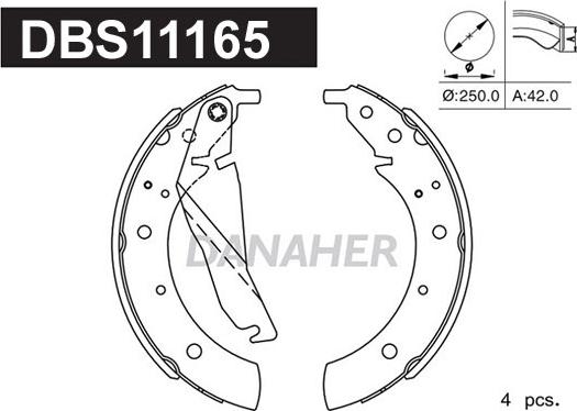 Danaher DBS11165 - Комплект гальм, барабанний механізм avtolavka.club