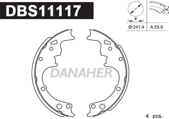 Danaher DBS11117 - Комплект гальм, барабанний механізм avtolavka.club